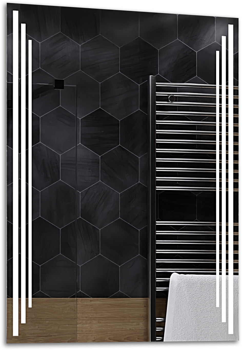 Alasta Lustro Łazienkowe z Podświetleniem LED - rozmiar 60x80cm - zimny kolor LED - Model Praga