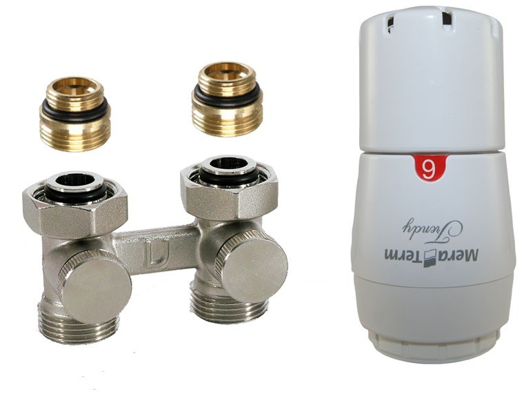 Vario Term Zestaw zaworów Premium Trendy, Typ zaworu: Prosty, Mocowanie głowicy: Gwint M30x1,5, Nyple redukcyjne: Z nyplami redukcyjnymi 3/4'' / 1/2 '' PRNYGS05106C/FP