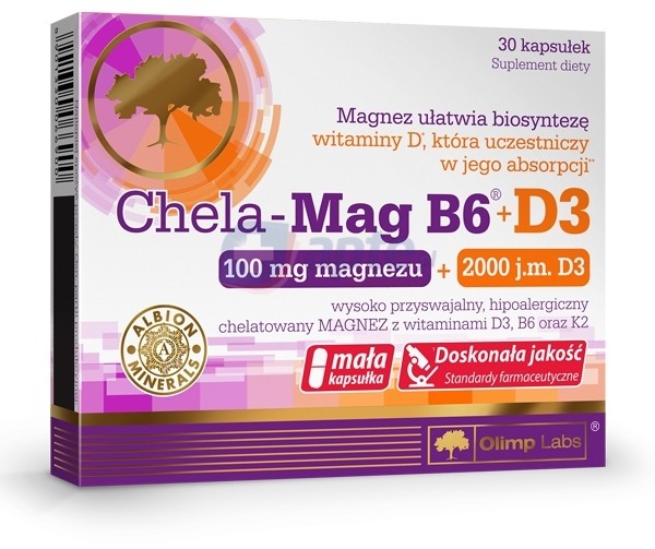 Olimp Laboratories Chela-Mag B6 (100mg) + D3 (2000 j.m.) x30 kapsułek