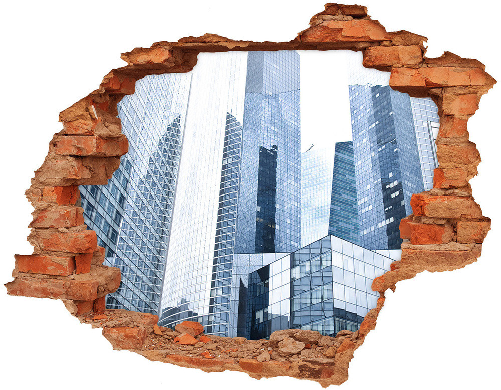 Wallmuralia.pl Fototapeta dziura na ścianę 3d Drapacze chmur
