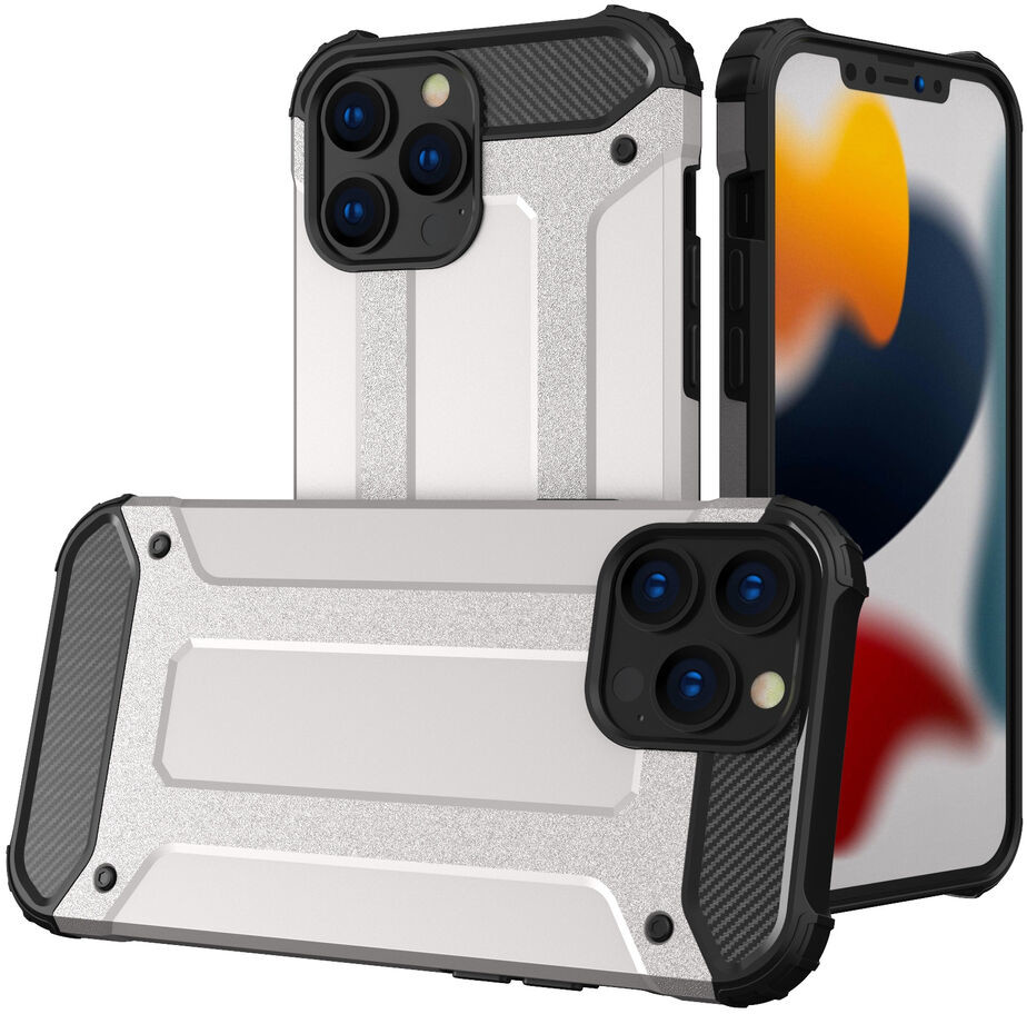 Hurtel Hybrid Armor pancerne hybrydowe etui pokrowiec iPhone 13 Pro srebrny