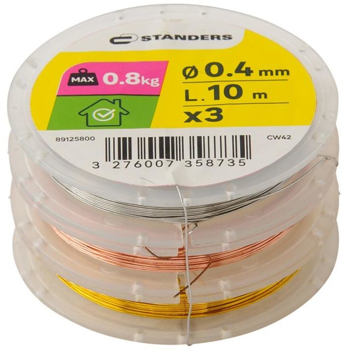 STANDERS Druty miedziane/mosiężne/stalowe 0.4 mm x 10 m Standers