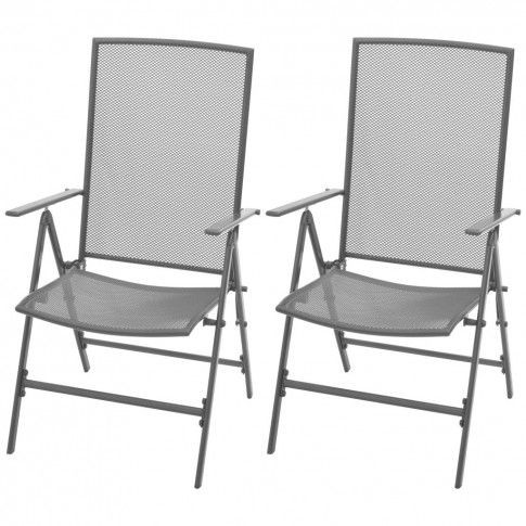 vidaXL Krzesła ogrodowe sztaplowane 2 szt. stalowe szare