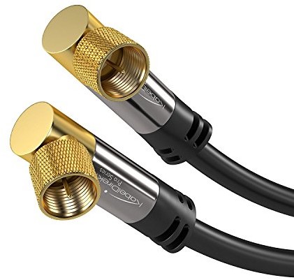 KabelDirekt Kable bezpośrednie SAT kabel wtyk kątowy 90 ° Wtyk F (1 m, 75 omów, gewinkelten f-kabel koncentryczny odpowiedni do TV, HDTV, radio, DVB-T2, DVB-C, DVB-S, DVB-S2  Pro Series) 1012