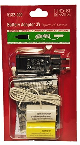Konstsmide Konstsmide, 5182-000, adapter sieciowy do artykułów akumulatorowych Konstsmide z 2 bateriami D 1,5 V, 3 V, biały kabel 5182-000
