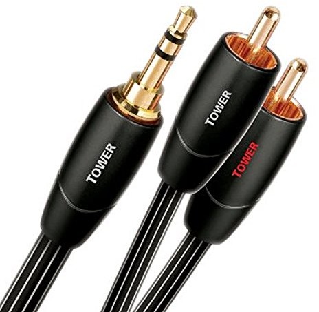 AudioQuest 3 m Tower 3,5 mm - 2 x kabel audio RCA 3,5 mm czarny - kabel audio (3,5 mm, 2 x RCA, miedziany, 3 m, czarny) TOWER03MR