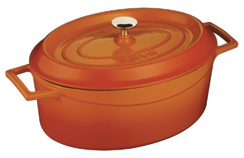 LAVA Cookware Lava Cookware trendy żeliwo emalia rondel, owalne, 27 cm, 3,91 L, pomarańczowy LV O TC 27 K2 ORG