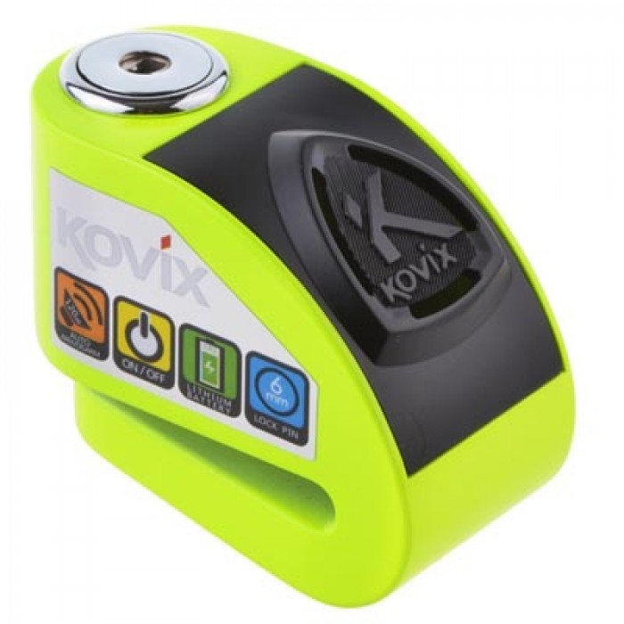 KOVIX - Bezpieczeństwo motocykla KOVIX KD6 Blokada tarczy hamulcowej z alarmem żółta fluo KD6-FG