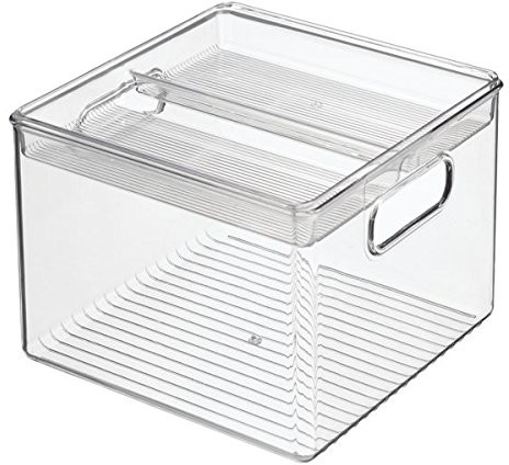 InterDesign Inter designerska półka głębokości 03113eu 2-częściowy kuchnie Box z zamkiem pojemnik na zwierzętom eilter do przechowywania żywności, plastik, przezroczysta, 20,3 x 20,3 x 15,5 cm 03113