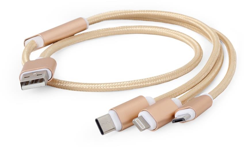 Gembird Kabel Usb 3w1 do ładowania/1m/złoty