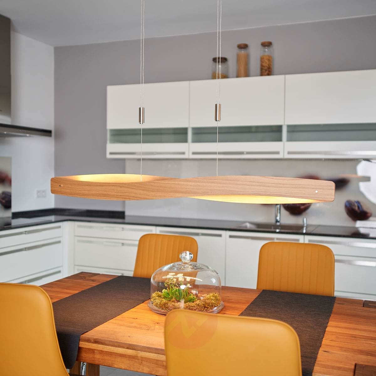 Lampenwelt.com Lampa wisząca LED Lian z drewnianą okleiną
