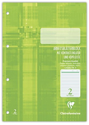 Clairefontaine 82602 °C elektryczny, linie 2, obramowany robocza, 50 arkuszy 82602C