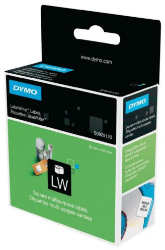 Dymo etykiety papierowe 25mm x 25mm, białe, wielofunkcyjny, 750 szt., S0929120