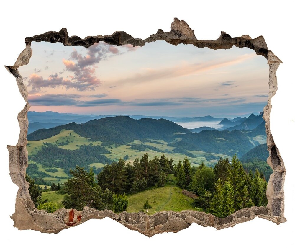 Wallmuralia.pl Dziura 3d w ścianie naklejka Panorama Pieniny