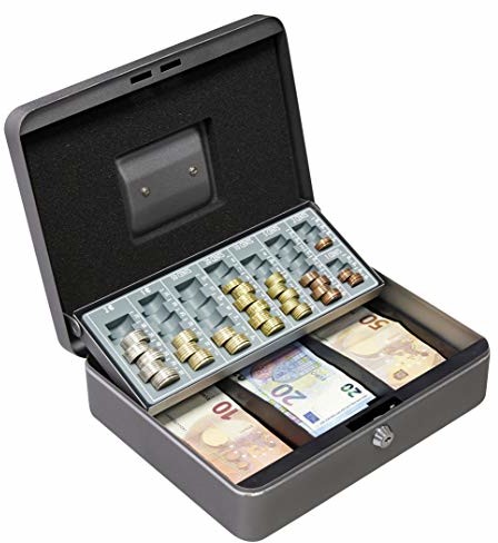 ARREGUI Arregui Cashier C9246-EUR kasetka na pieniądze z deską do liczenia monet euro, 30 x 24 x 9 cm (szer. x gł. x wys.), grafitowy szary