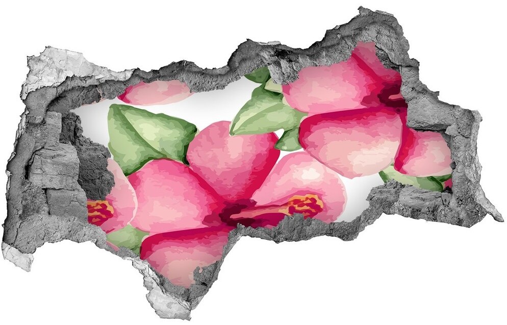 Wallmuralia.pl Naklejka 3D dziura na ścianę Tropikalne kwiaty