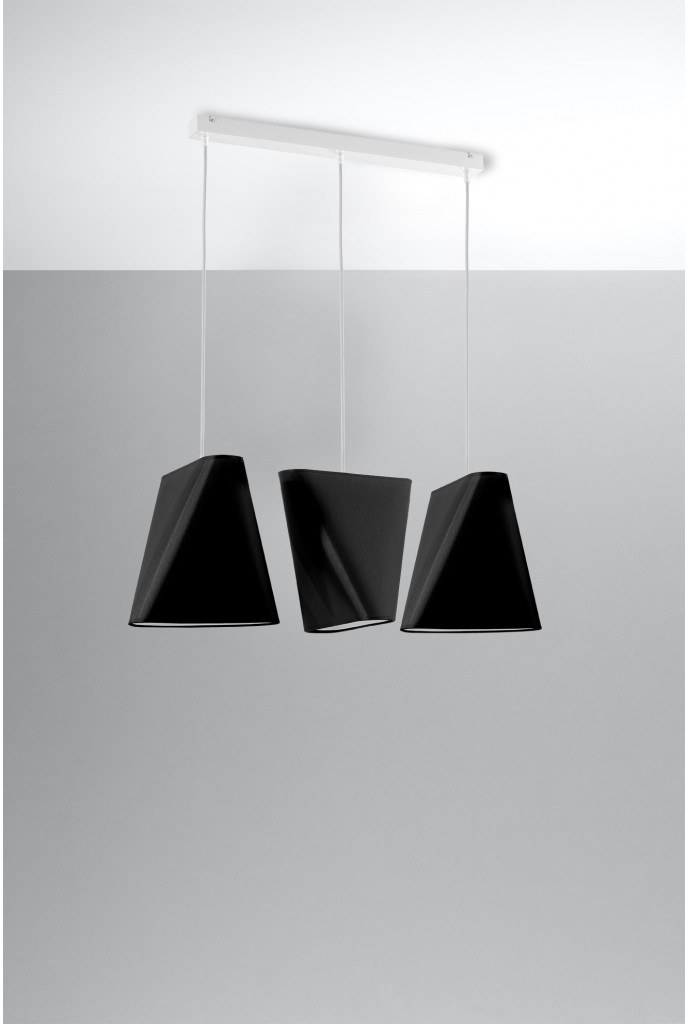Sollux Lighting Lighting Atrakcyjna Oprawa Sufitowa Żyrandol BLUM 3 Czarny Oryginalny Abażur Tworzywo Sztuczne Lampa Wisząca Zwis Nowoczesny Styl Loft Industrial Oświetlenie Żarówka E27 Idealna do Salonu Jadalni Sypialni LED SL.0772