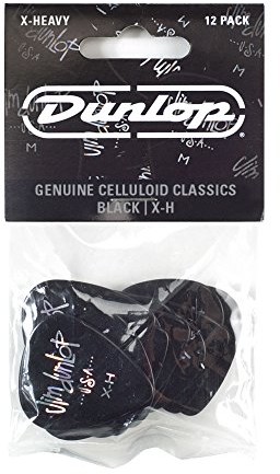 Dunlop DL P 0106 483p03 exh Genuine celluloid Classic Extra Heavy Pick (12 sztuk) Czarny 24483037112