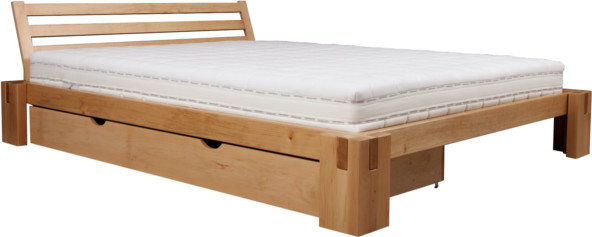 Ekodom Łóżko BERGEN EKODOM drewniane Rozmiar 140x200 Szuflada 2/3 długości łóżka Kolor wybarwienia Olcha biała
