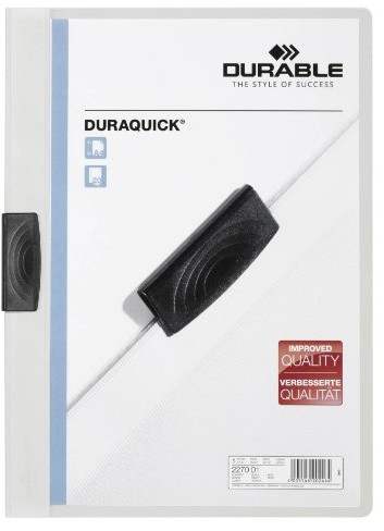Durable 227002 Skoroszyt zaciskowy Duraquick, opak. 20 sztuk, kolor biały. 4005546100821
