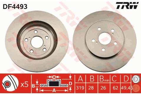 TRW Tarcza hamulcowa DF4493