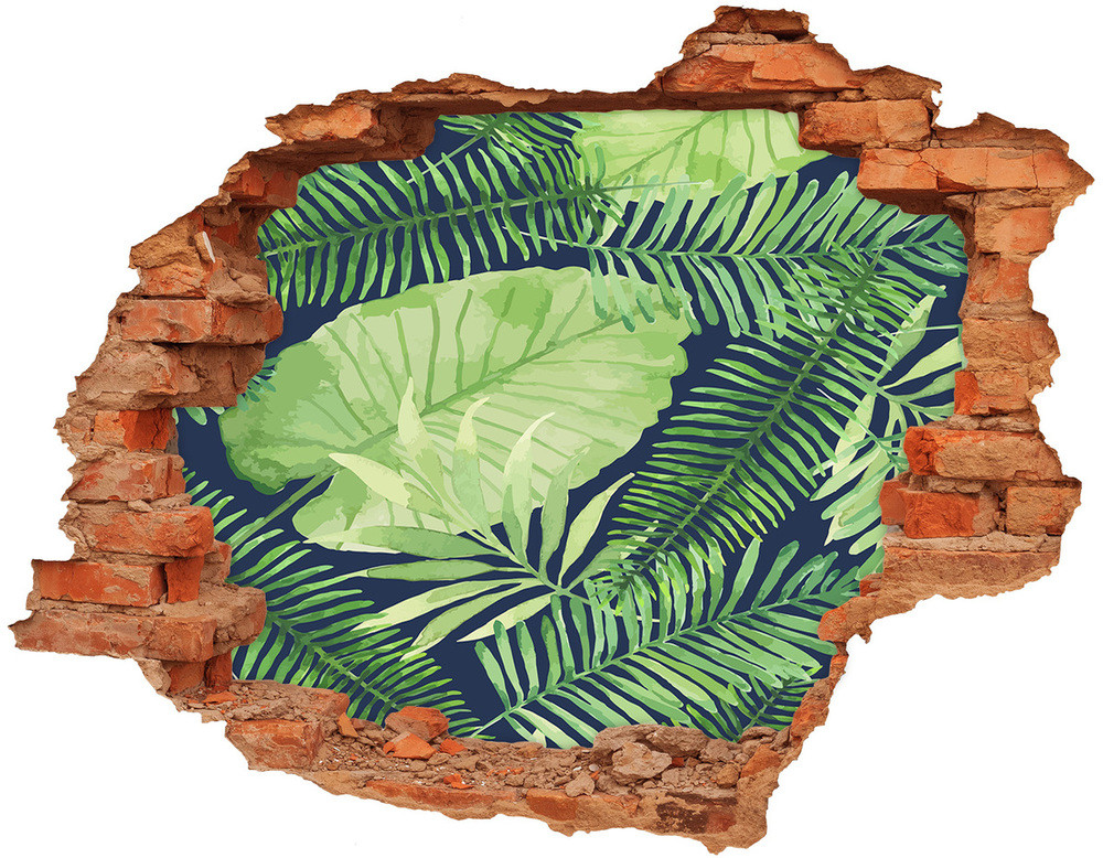 Wallmuralia.pl Naklejka 3D dziura na ścianę Tropikalne liście