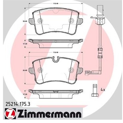 ZIMMERMANN Klocki hamulcowe - komplet 25214.175.3