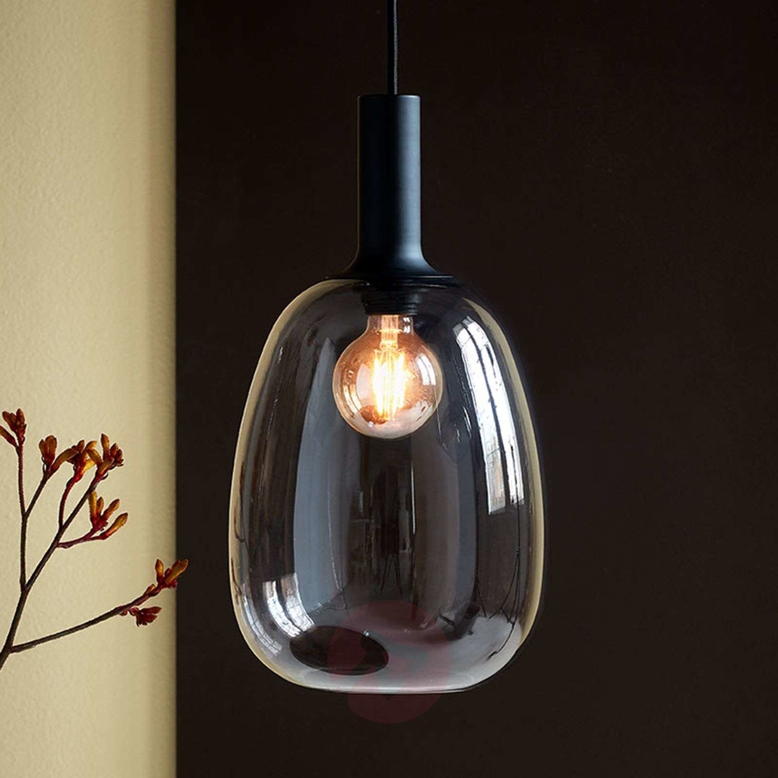 Nordlux Lampa wisząca Alton szklany klosz szary dym 23cm