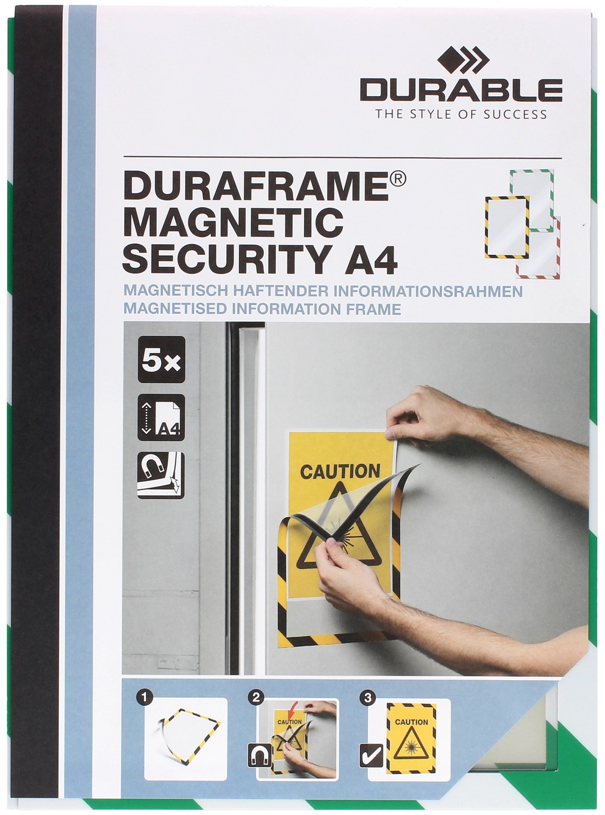 Durable Ramka magnetyczna A4 zielono/biała Security -5 szt. w opak. 4945131