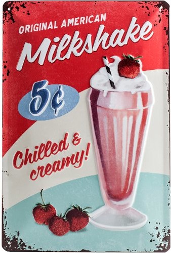 Nostalgic-Art USA Milkshake 22255, tabliczka blaszana, wymiary 20 x 30 cm 22255