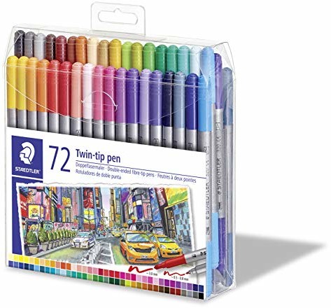 Staedtler podwójne mazaków Twin Tip, 72er etui z tworzywa sztucznego 3200 TB72 ST