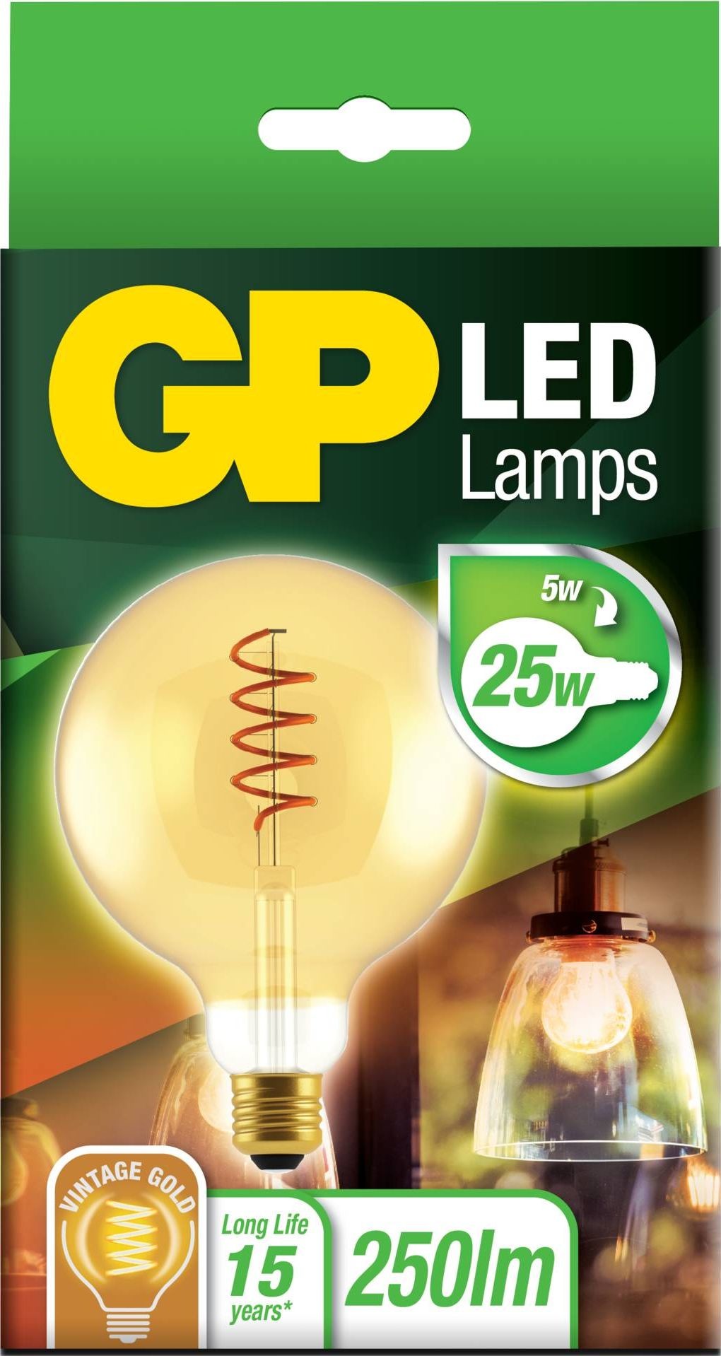 GP GP Żarówka LED GP085195 Filament SpiralFlame E27 G125 5W 25W 250lm