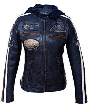 Urban Leather Urban Leather Damska kurtka motocyklowa Ur-181 z ochraniaczami, granatowa (Navy Blue), 3XL UR-181