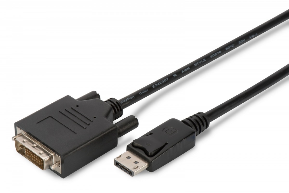 Assmann Kabel DisplayPort z zatrzaskiem 1080p 60Hz FHD Typ DP/DVI-D 24+1 M/M 2m AKASSVD00000055