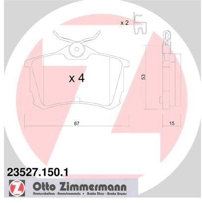 ZIMMERMANN Zestaw klocków hamulcowych, hamulce tarczowe 23527.150.1