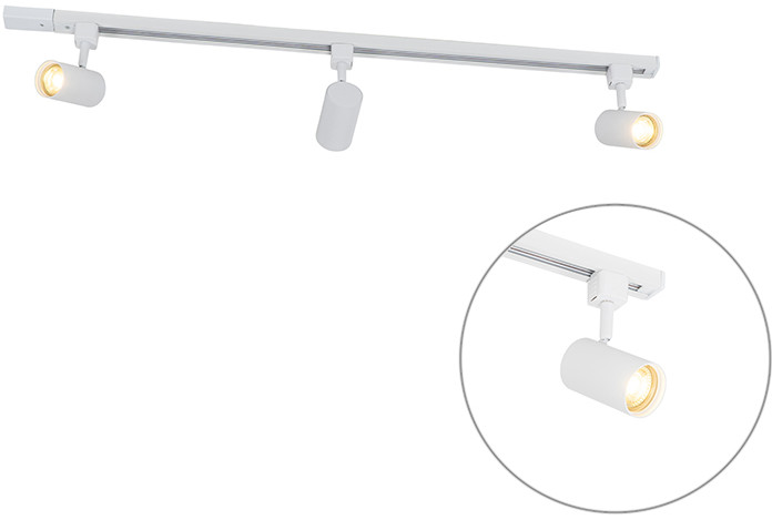 QAZQA Nowoczesny system szynowy 1-fazowy 3 spoty biały - Jeana