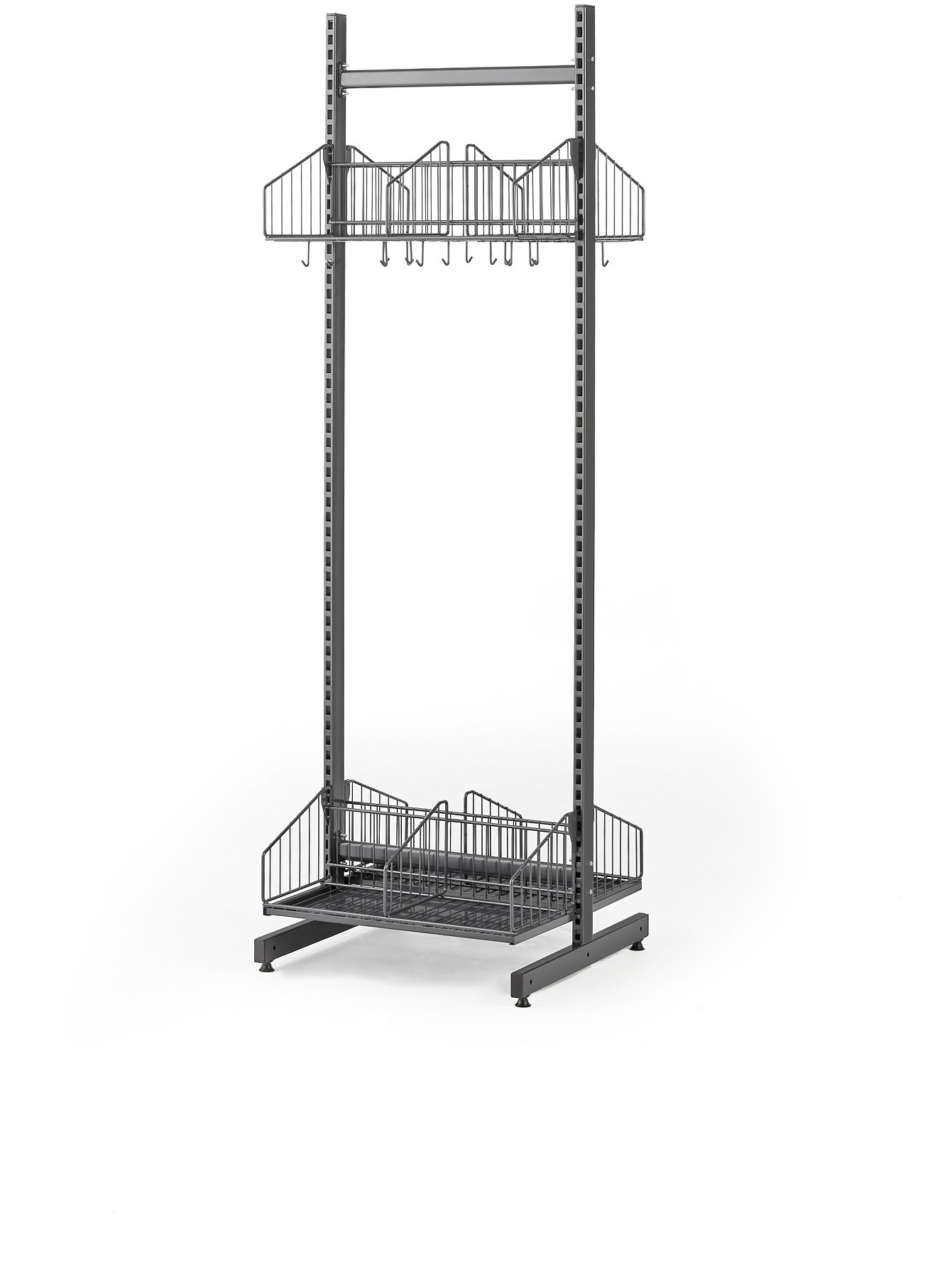 top AJ Produkty Podłogowy regał do szatni TRD, moduł podstawowy, 600x2000 mm, ciemnoszary