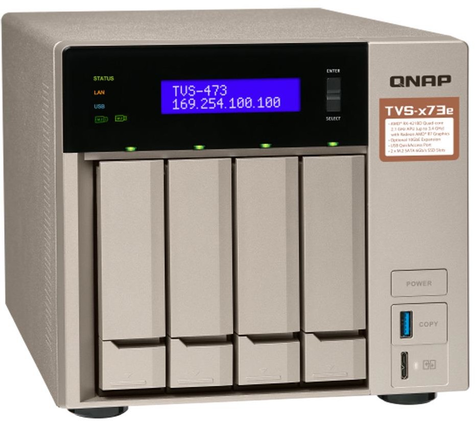 Qnap TVS-473e-4G 4xHDD 4x2.1-3.4GHz, 4GB, 4xUSB, 4xLAN