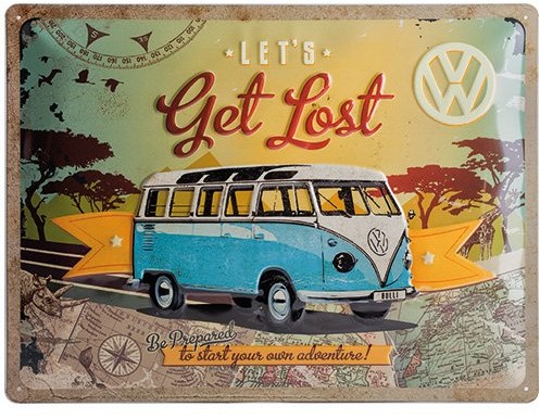 Nostalgic-Art 23155 Bulli, Let's Get Lost, blaszana tabliczka Volkswagen VW, 30 x 40 cm 23155