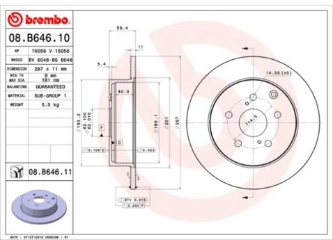 BREMBO Tarcza hamulcowa 08.B646.11