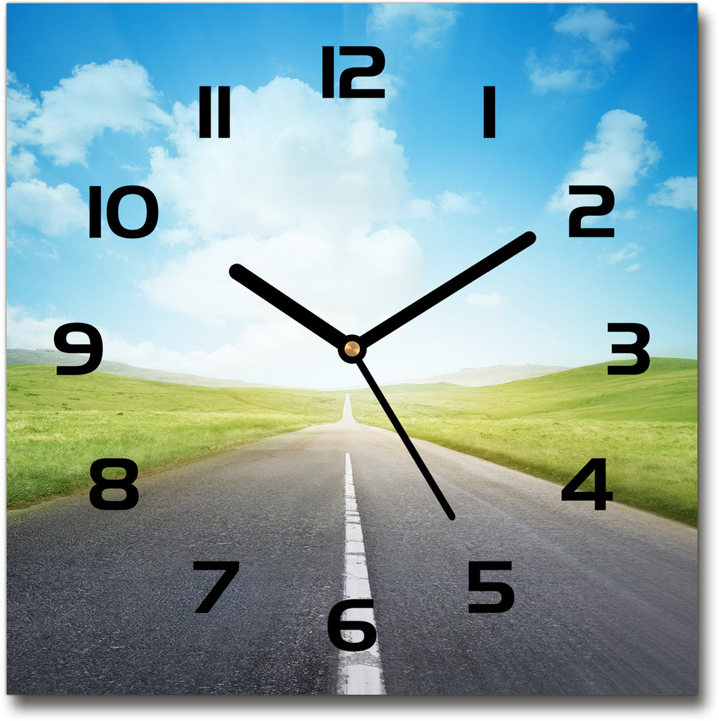 Zegar szklany kwadratowy Droga przez łąkę