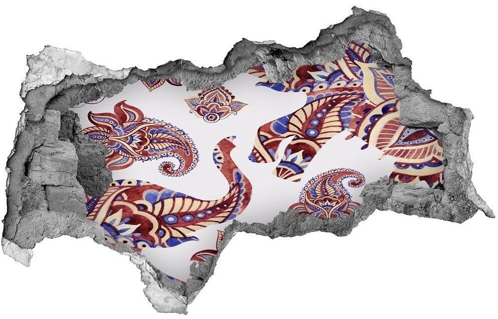 Wallmuralia.pl Dziura 3d fototapeta naklejka Słonie ornamenty