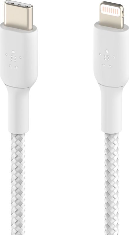 Belkin Kabel USB Kabel Braided USB-C Lightning 1m biały-CAA004bt1MWH CAA004bt1MWH