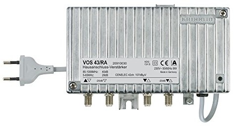 Kathrein VOS 43/RA  wzmacniacz sygnału telewizyjnego (20  55 °C, 184 X 134 X 63 MM, F, Metaliczny) 20910030