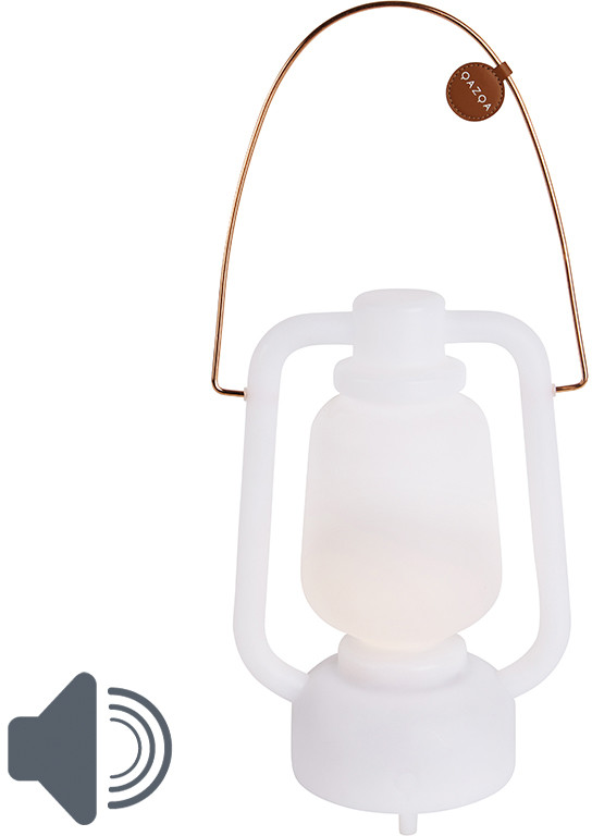 QAZQA Lampa stołowa biała IP44 z głośnikiem bluetooth - Storm Music