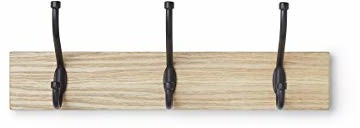 AmazonBasics drewniana garderoba ścienna  3 standardowe haczyki, 34 cm, naturalny