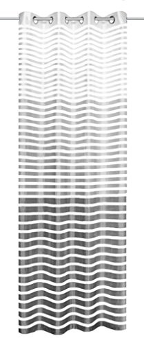 Home Fashion Home pomysły dla domu zasłona ze szlufkami poprzeczne paski 245 x 140 cm Szary 053303-0305 245 X 140 CM