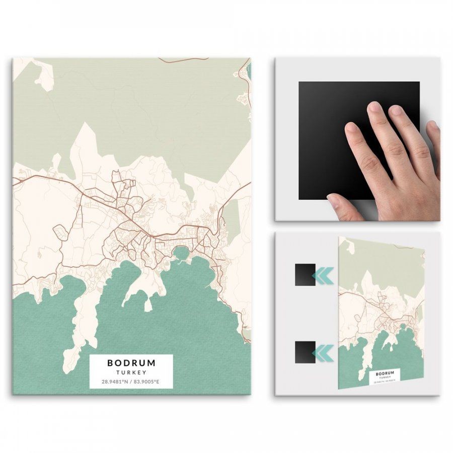 Pix4home Plakat metalowy Mapa Vintage Bodrum M POS-M-03820