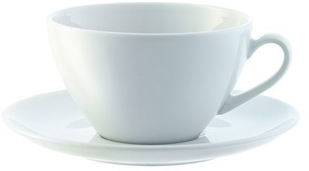 LSA International 0,35 litra Dine cappuccino filiżanka i spodek, okrągła, biała, 4 sztuki P019-13-997