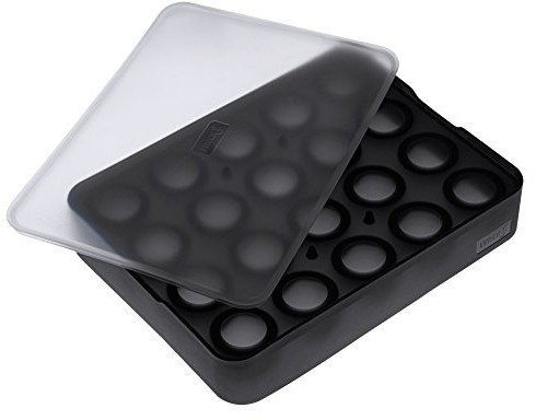 Lurch Ice Former Premium z silikonu, z pokrywką do wytwarzania lodu do 20 kul lodu w rozmiarze 3 cm, czarna, 3.5 x 15.5 x 20.5 cm 240725